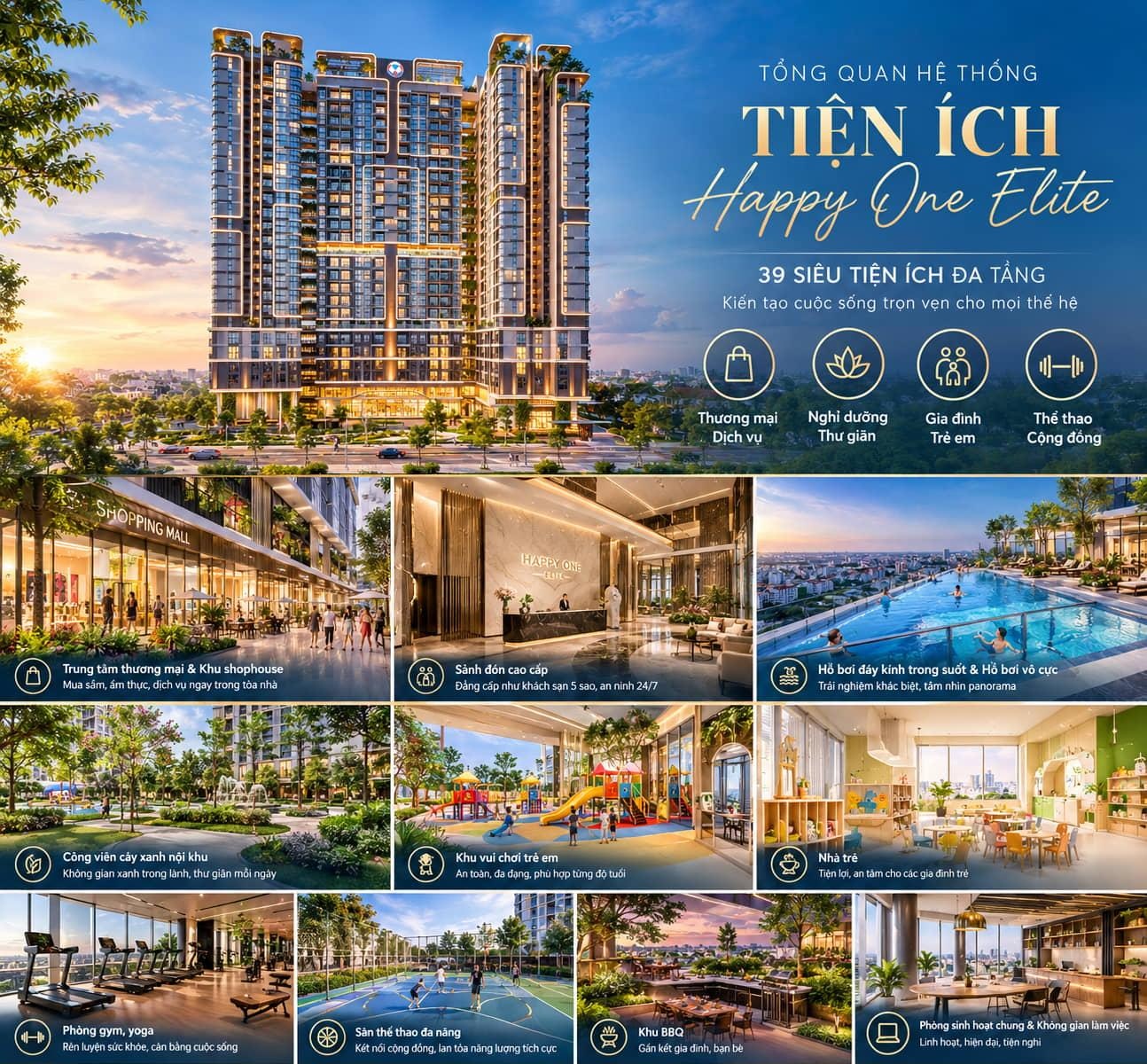 39+ Tiện ích đẳng cấp tại dự án Happy One Elite